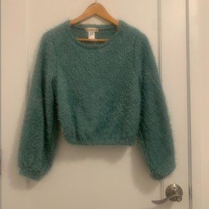 Altar'd State Small Sweater Teal Fuzzy